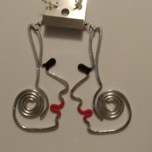 Silver Face Lash Earrings